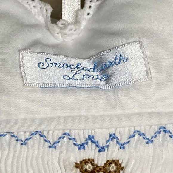 Princess Linens Music Pillow White It’s A Small World Heart Shape Smocking Bear - Picture 7 of 14